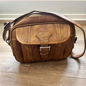 Vintage 1980s Genuine Leather Doctor Bag Brown Made in Korea Lock Satchel